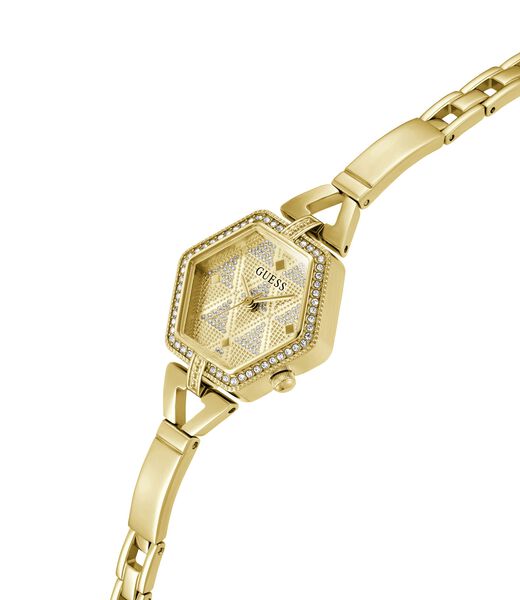 ساعة يد كوارتز تناظرية من الفولاذ المُعاد تدويره بلون ذهبي