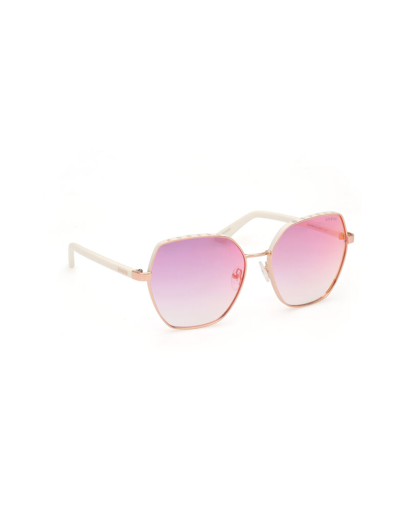 Metal Sun Glasses F White Gradient Or Mirror Violet