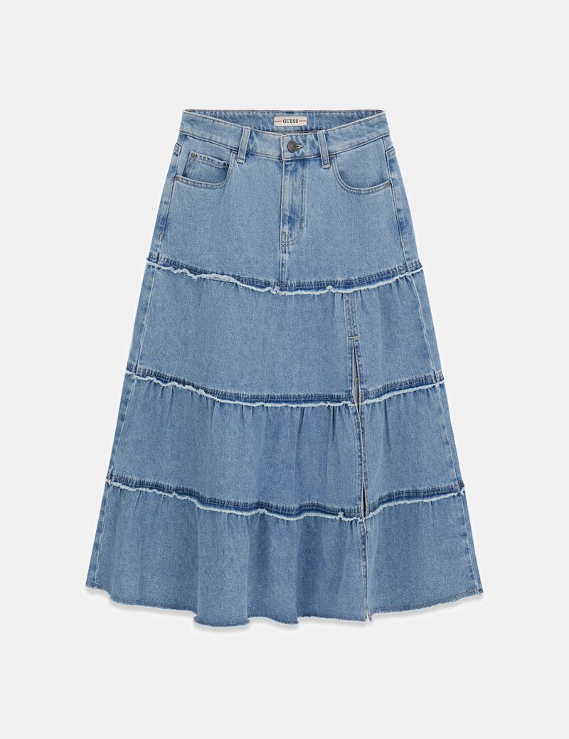 guess rori denim midi skirt