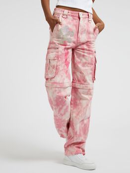 Wide Leg Graffiti Print Denim Pant