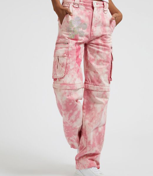 Wide Leg Graffiti Print Denim Pant