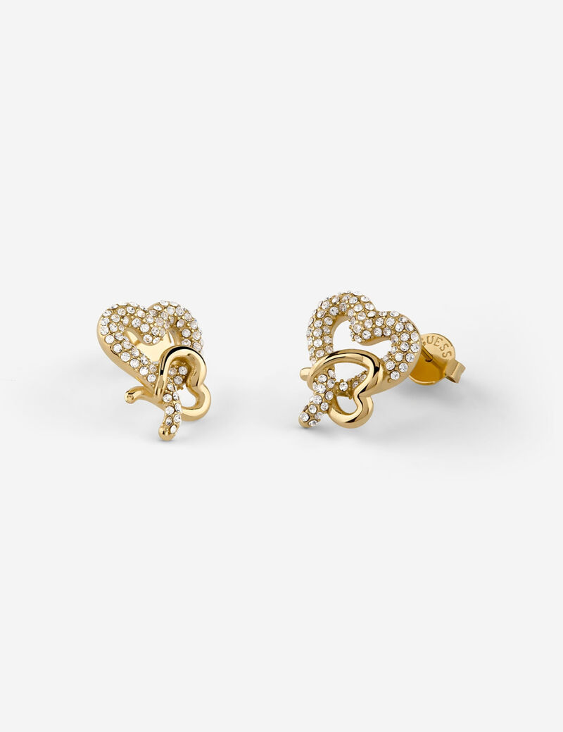 guess 16mm pave hearts studs