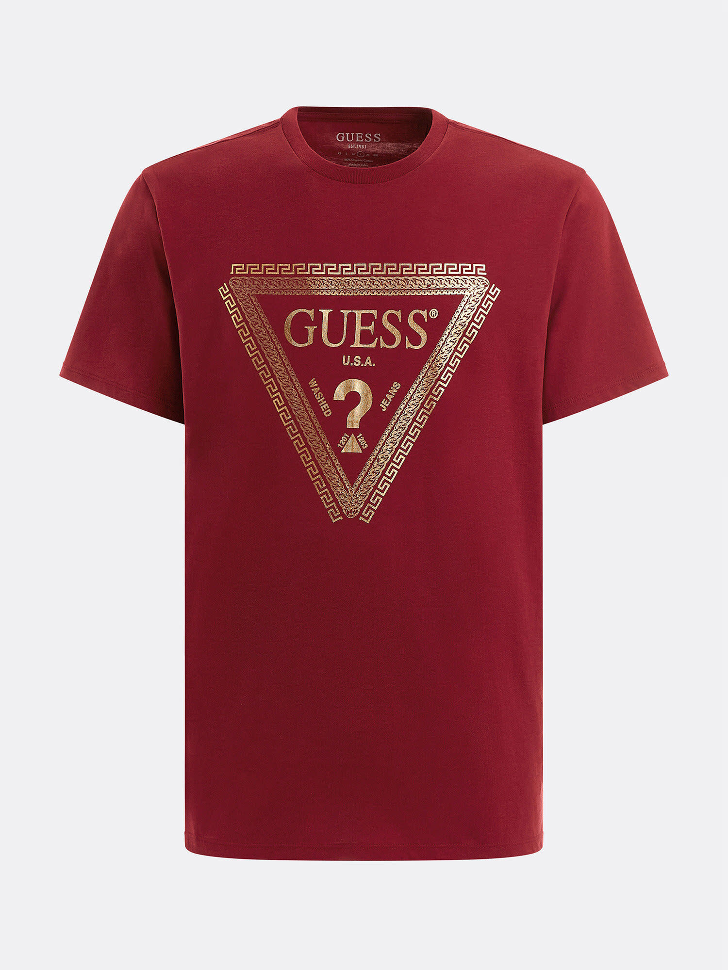 Guess red triangle t shirt top