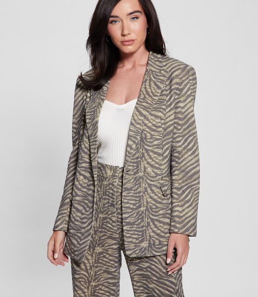 Double breasted zebra print blazer