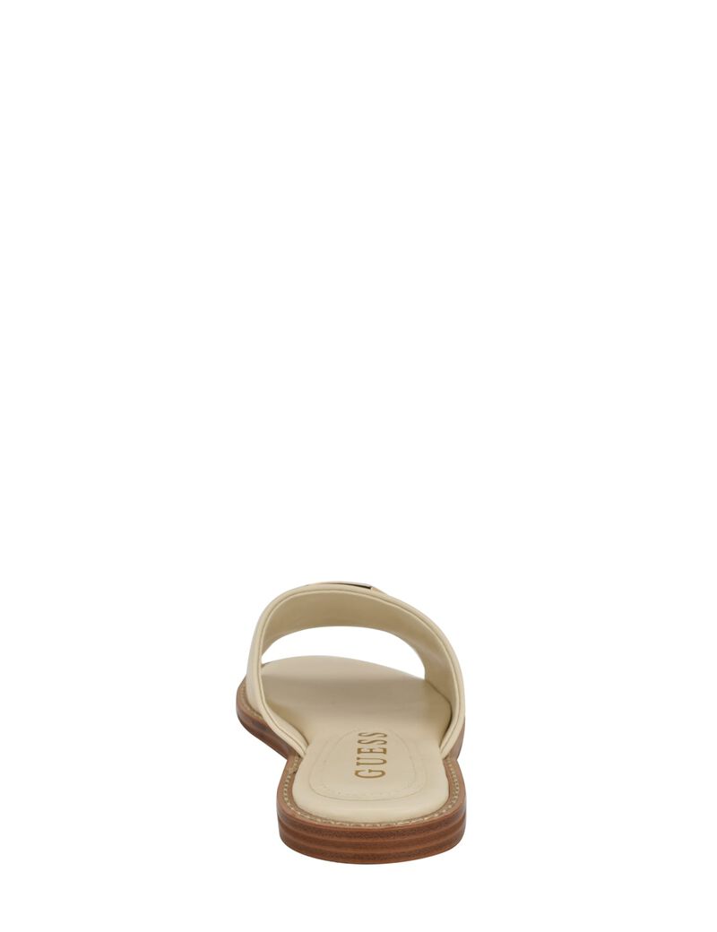 Quattro G Embellished Straw Flat Sandal