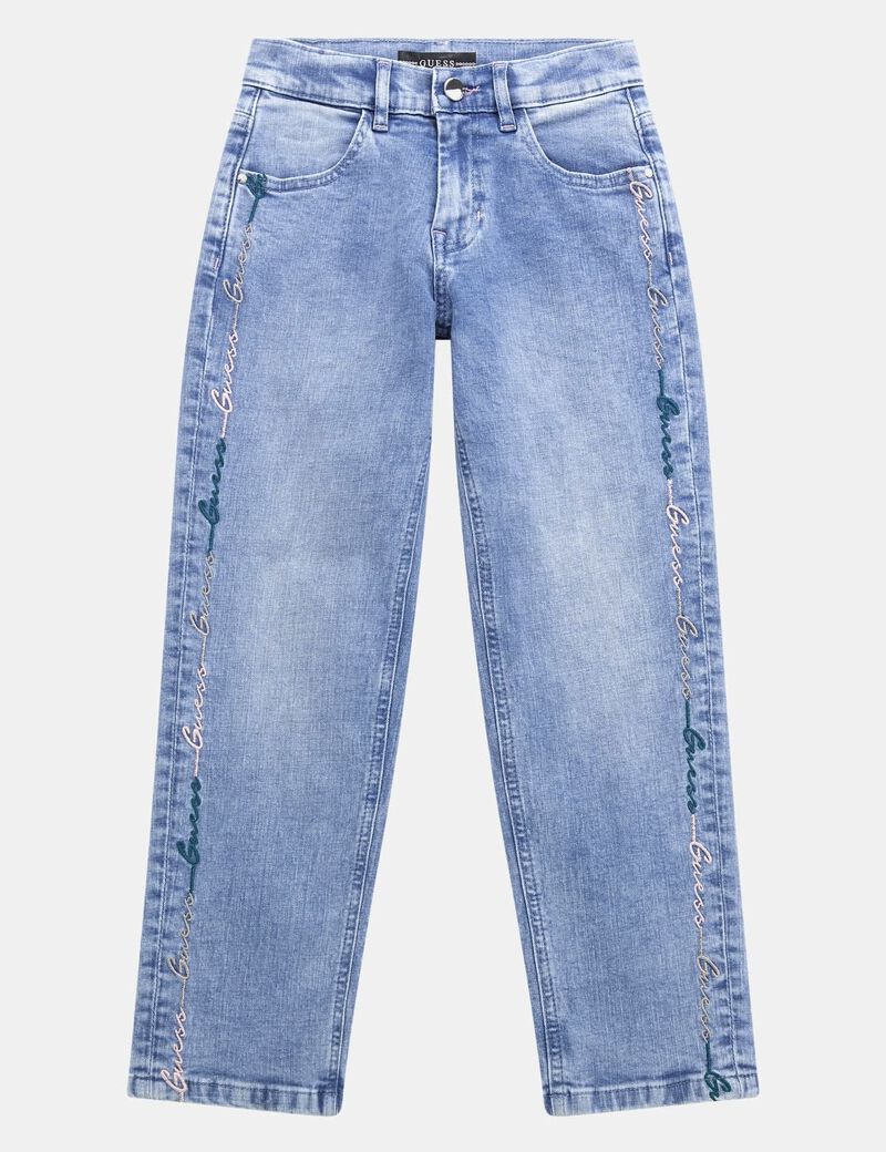 All over logo embroidery denim pant