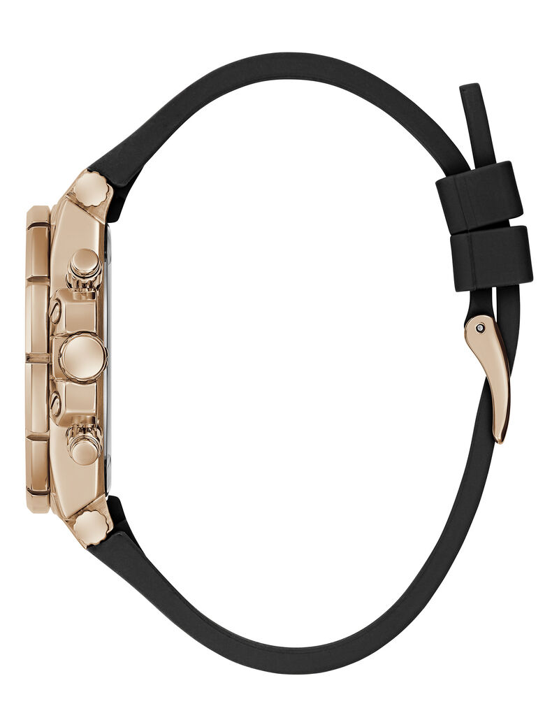 Black Quartz Analog Genuine leather/Silicone Watch