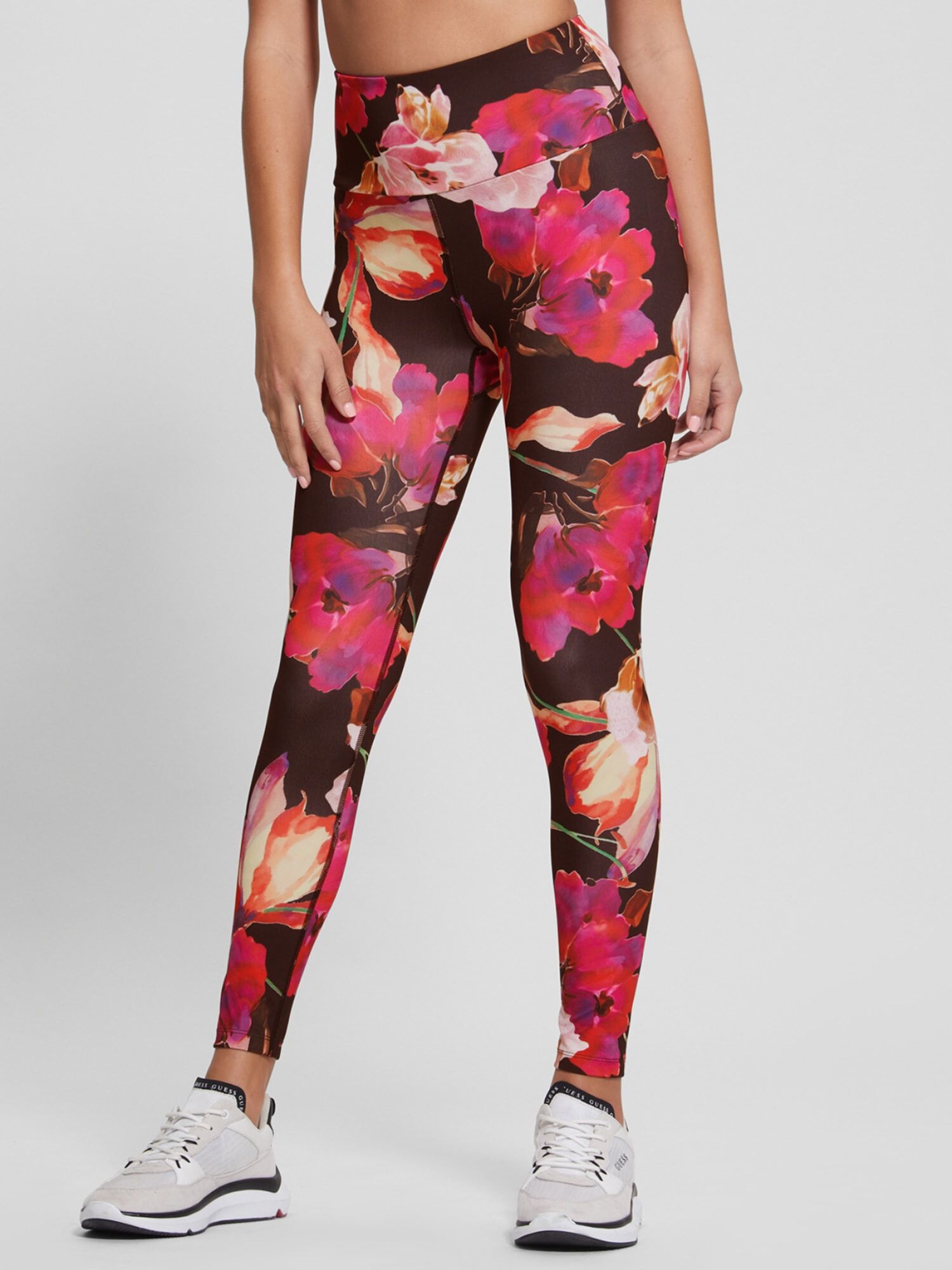 Red floral leggings store