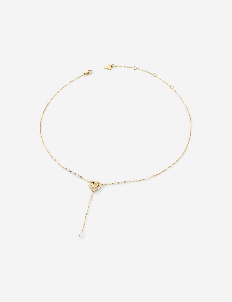 16-18" pave heart y necklace