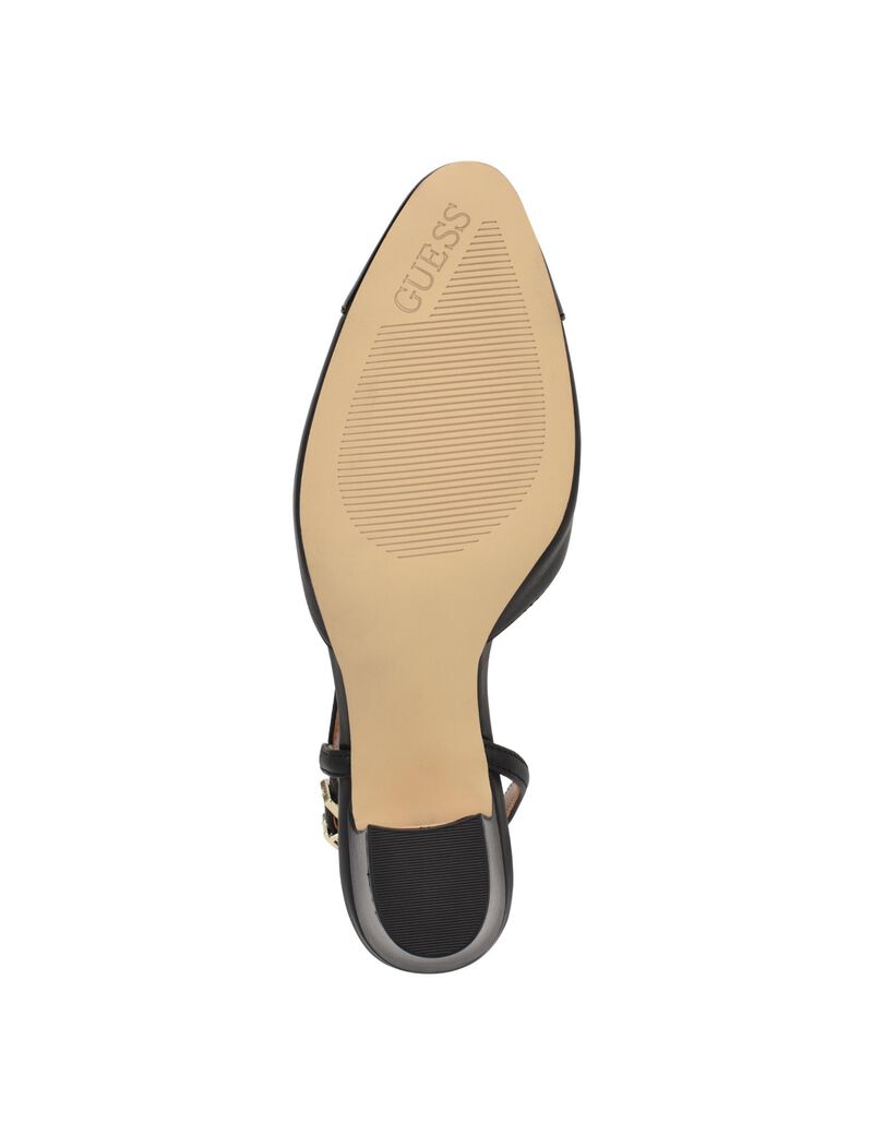 Slingback Cap Toe Block Heel Pumps