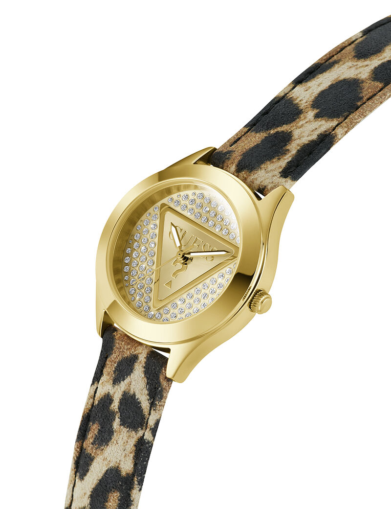 Ladies Leopard Gold Tone Analog Watch