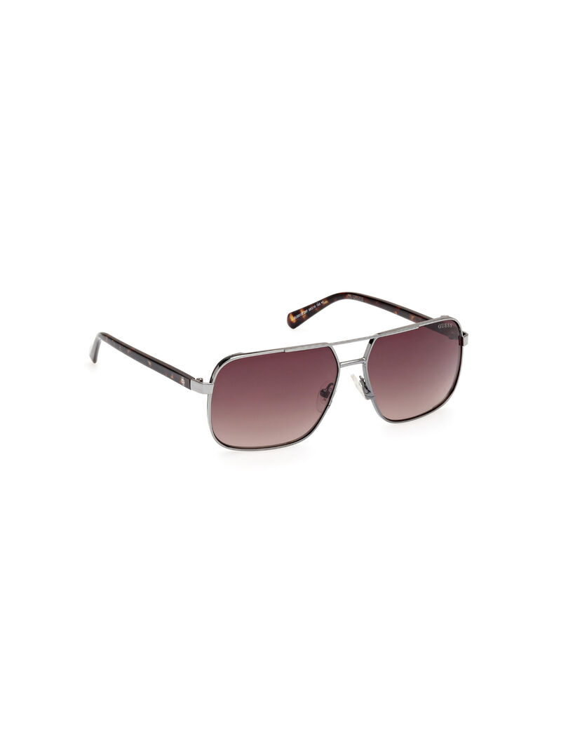 Metal Sun Glasses M Shiny Gunmetal Gradient Brown