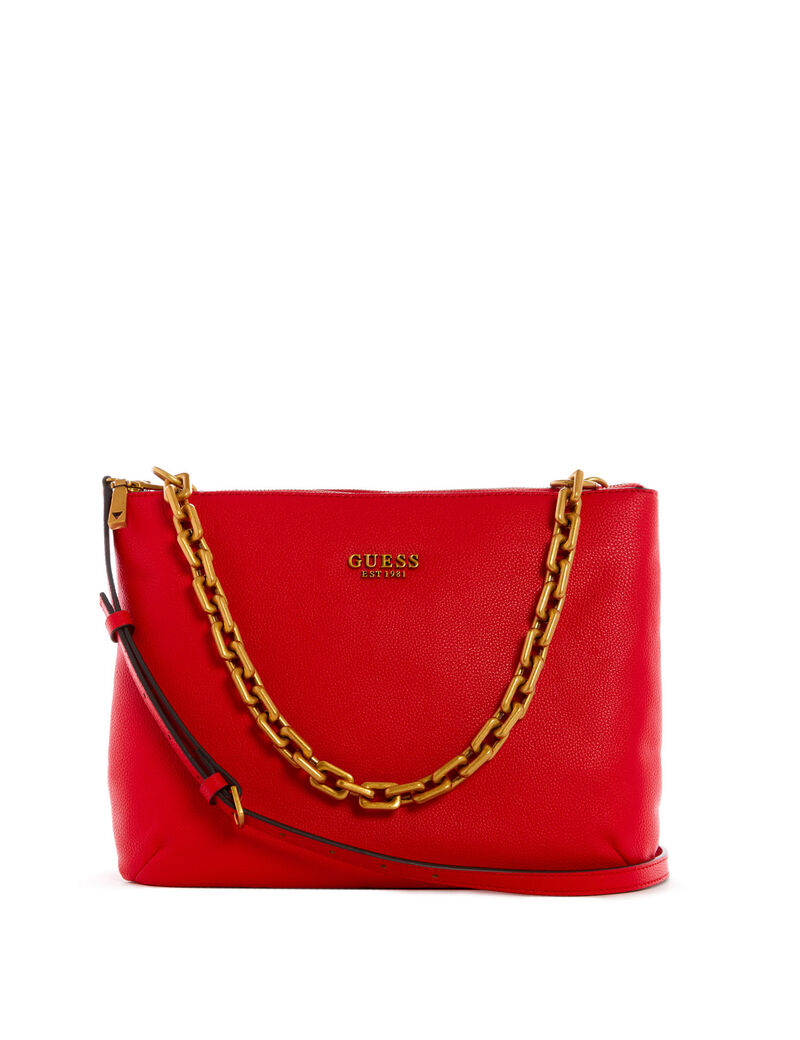 Red Multicompartment Shoulder Bag