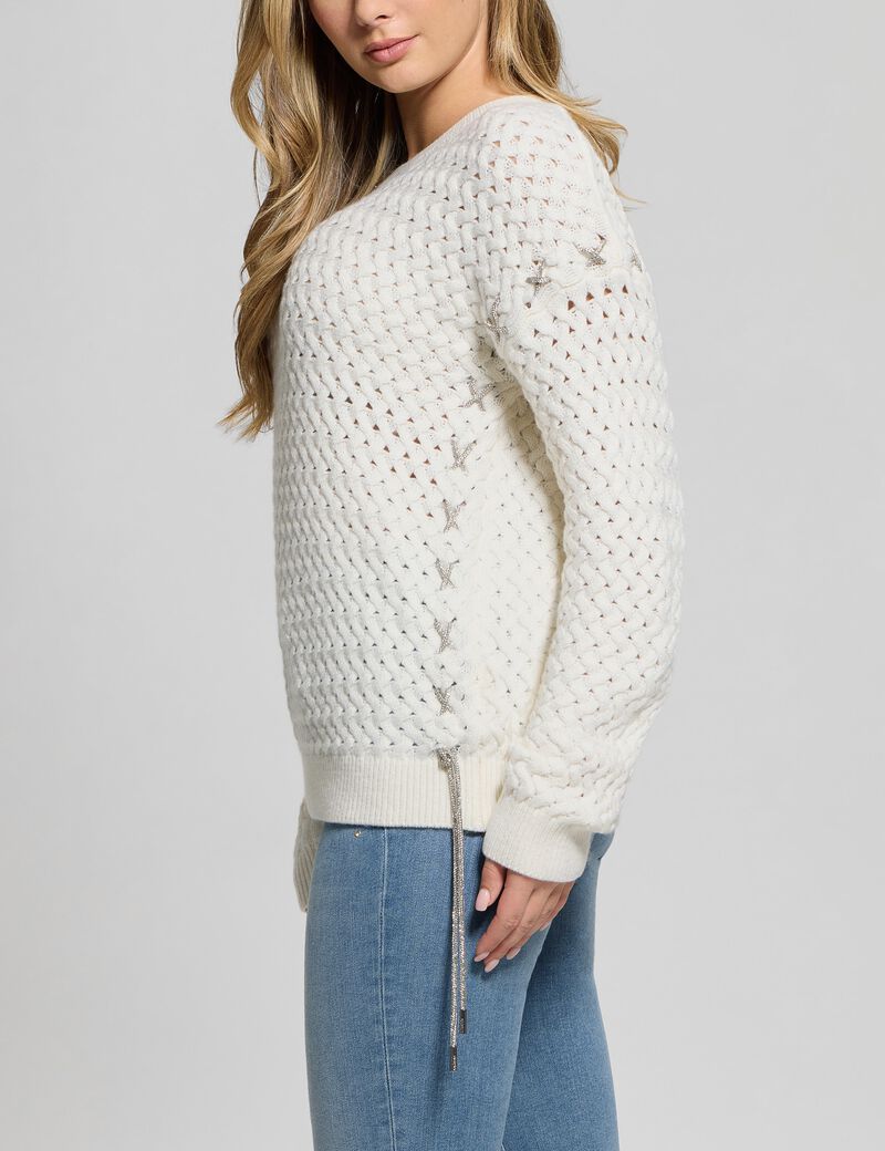 Wool-blend cable sweater