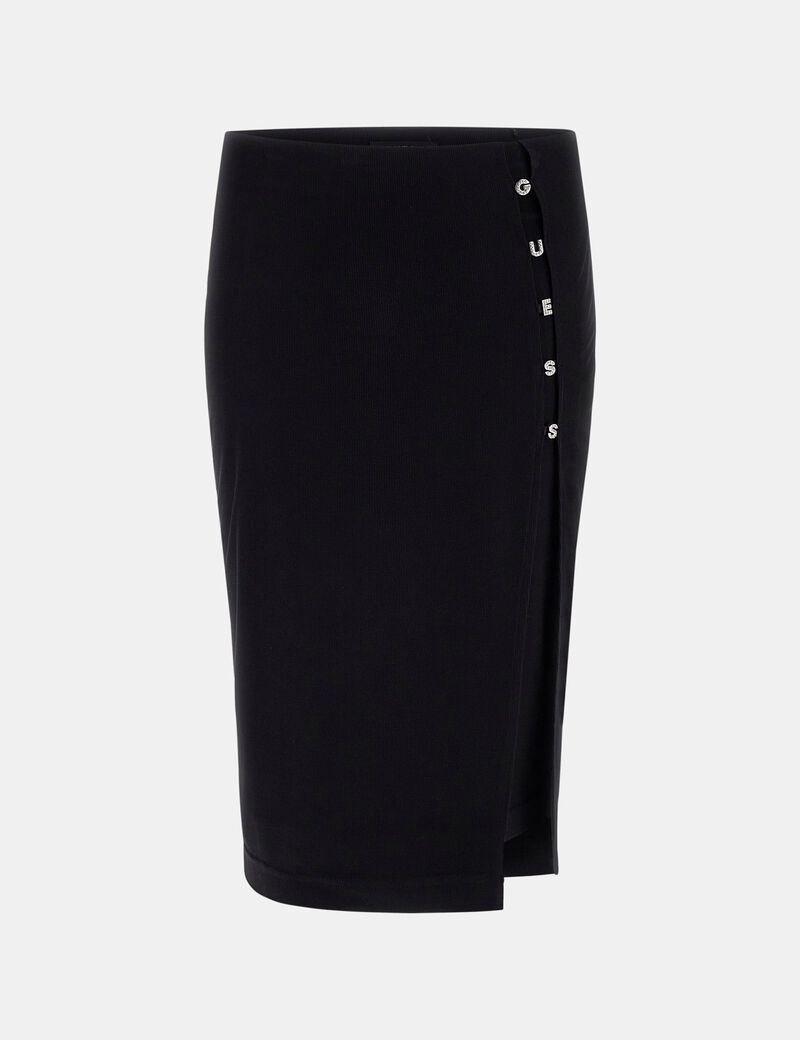 Rib knit midi skirt