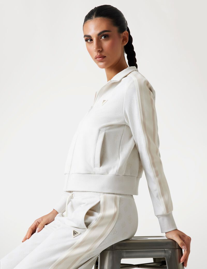 سويت شيرت  بطبعة الشعار بالكامل وسحاب بالكامل