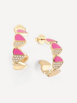 Guess Loevely Multiple Hearts Fuxia Hoops