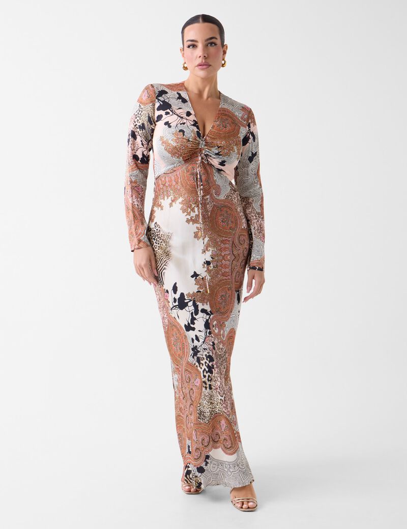 GWENDA LS V NECK DRESS