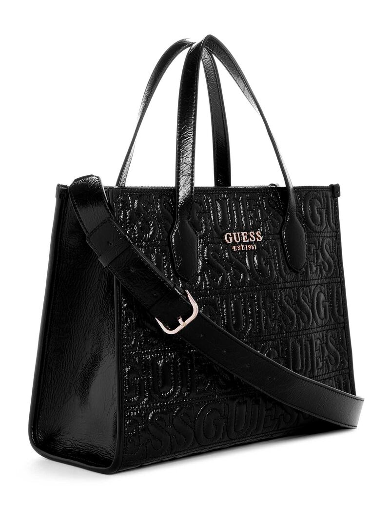 GUESS Silvana Two Compartment Mini Tote Sand Logo