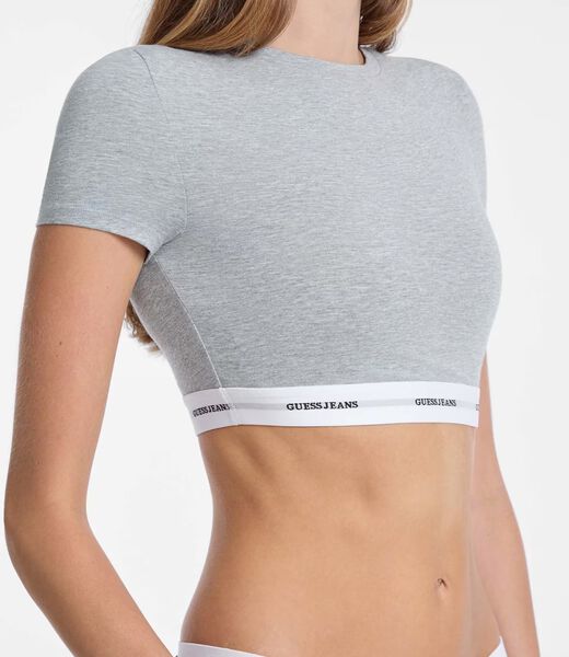 قميص قصير بشريط شعار الماركة