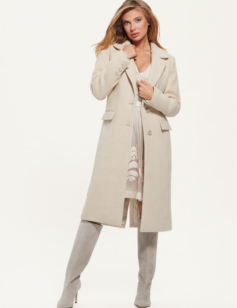 Faux Fur Collar Wool Blend Coat