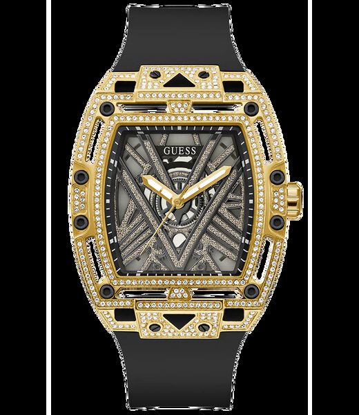 Mens Black Gold Tone Analog Watch
