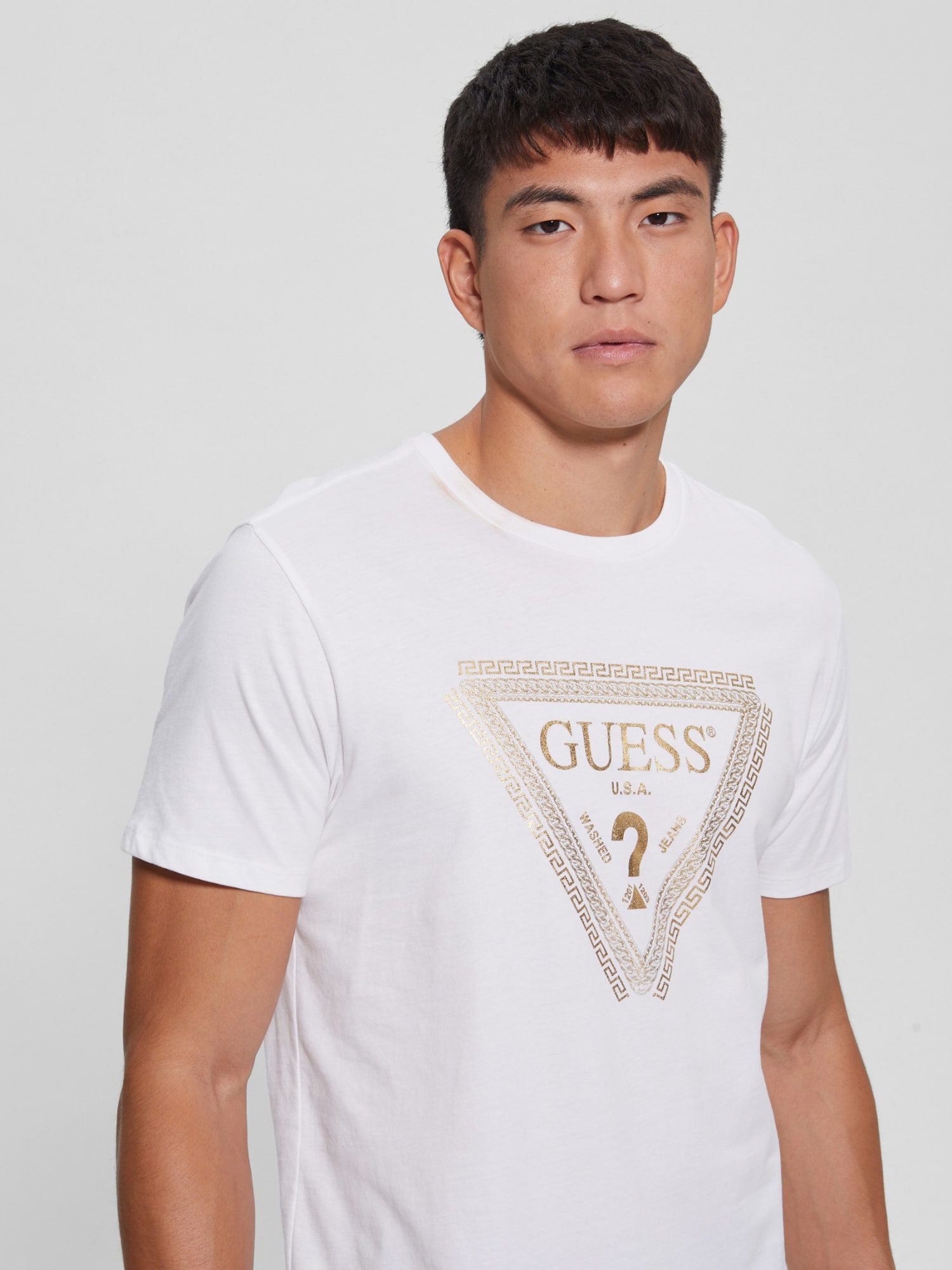 Shop GUESS Online Foil Triangle Logo T Shirt
