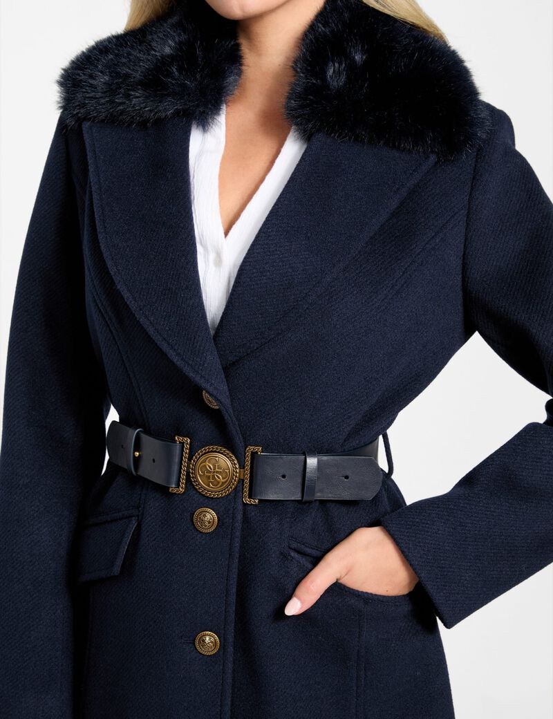 Wool-blend belted coat