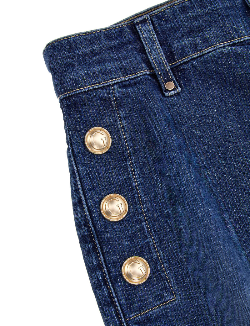 Exposed Buttons Flare Denim Pant