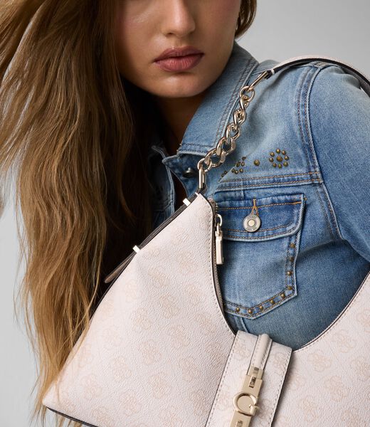 guess yvonne logo hobo bag
