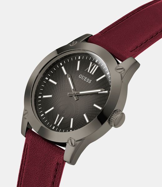 Suede leather analogue watch