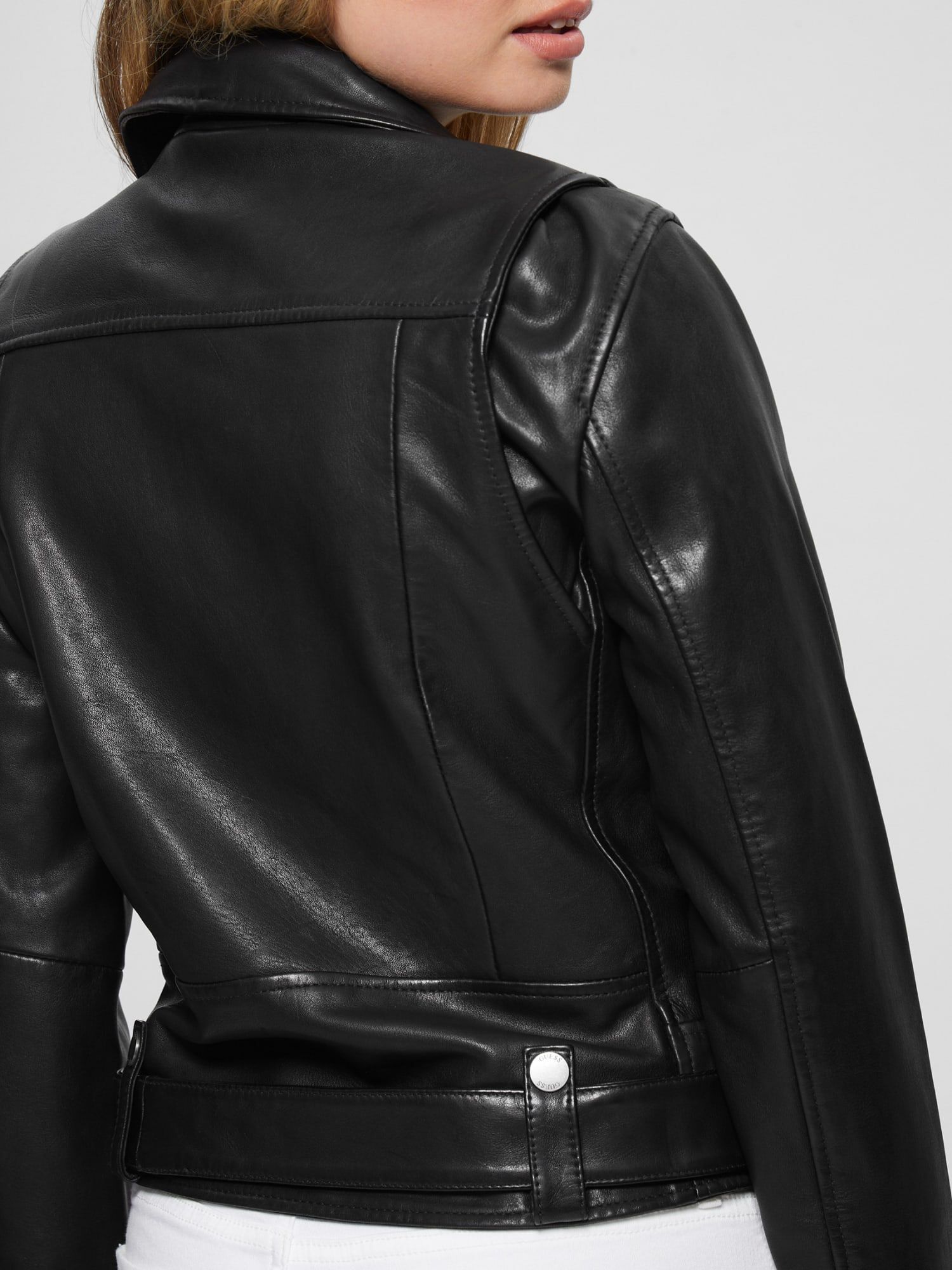 Guess real leather jacket best sale