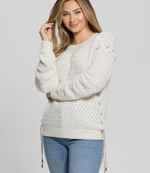 Wool-blend cable sweater