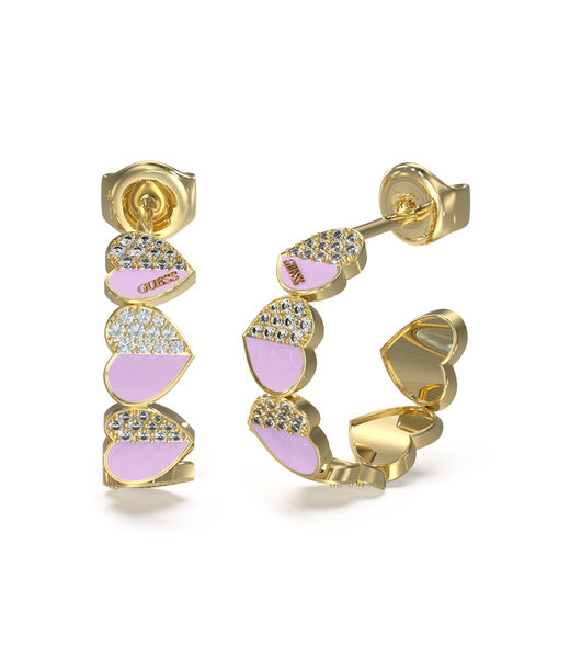 Guess Lovely Multiple Hearts Lilac Hoops