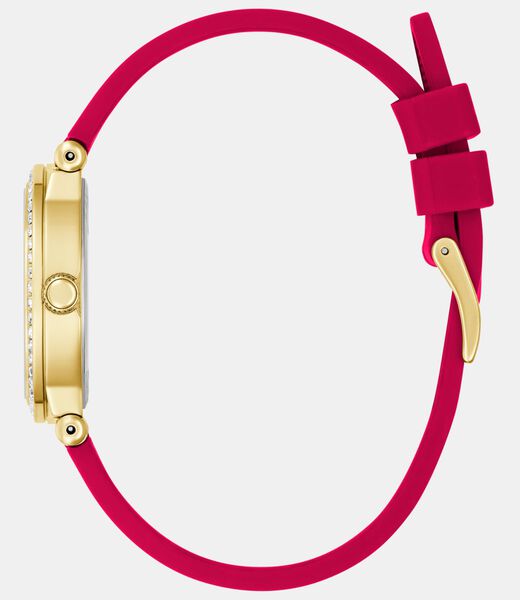 Ladies Red Gold Tone Analog Watch