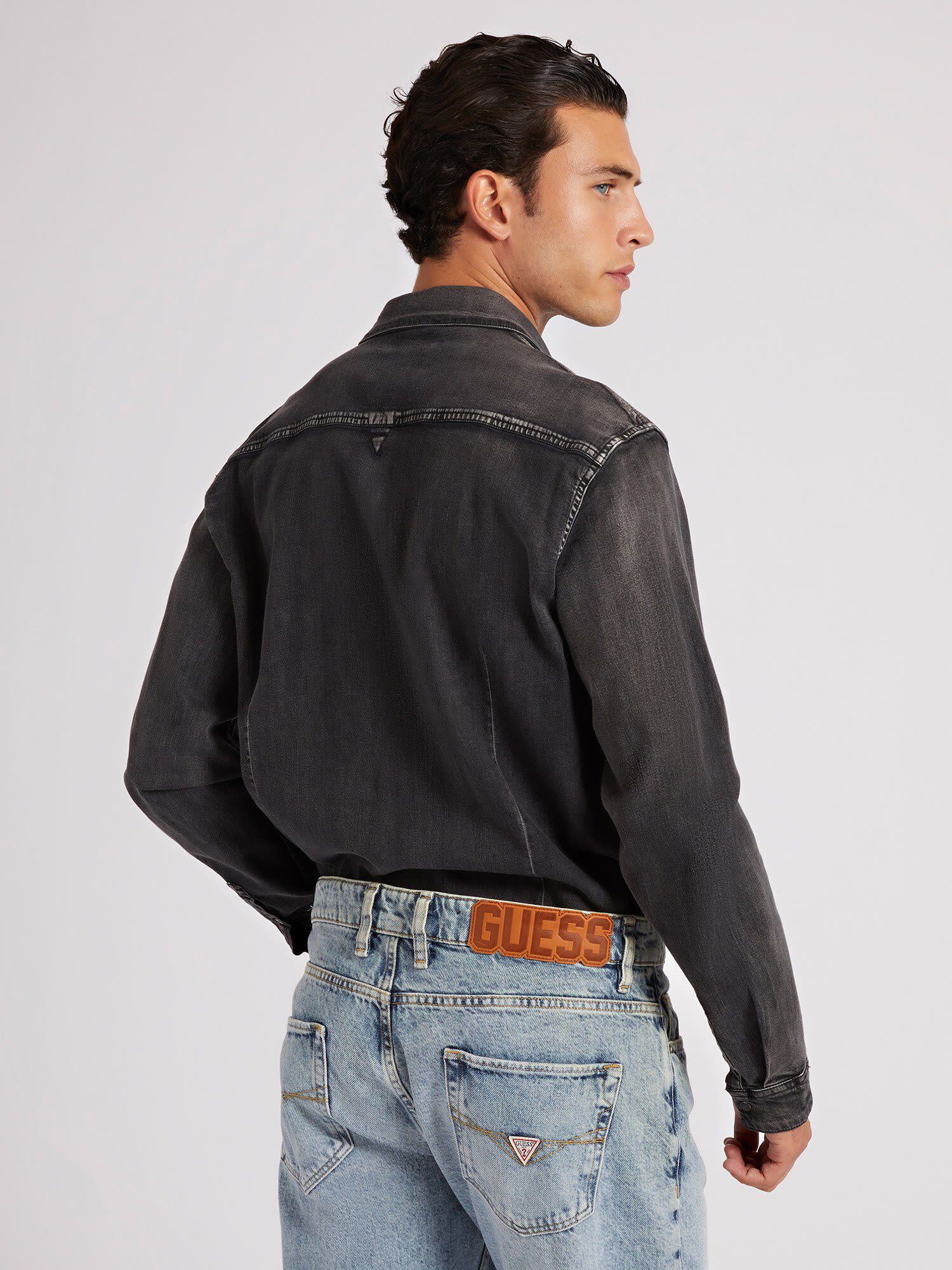 Guess denim shirt mens online