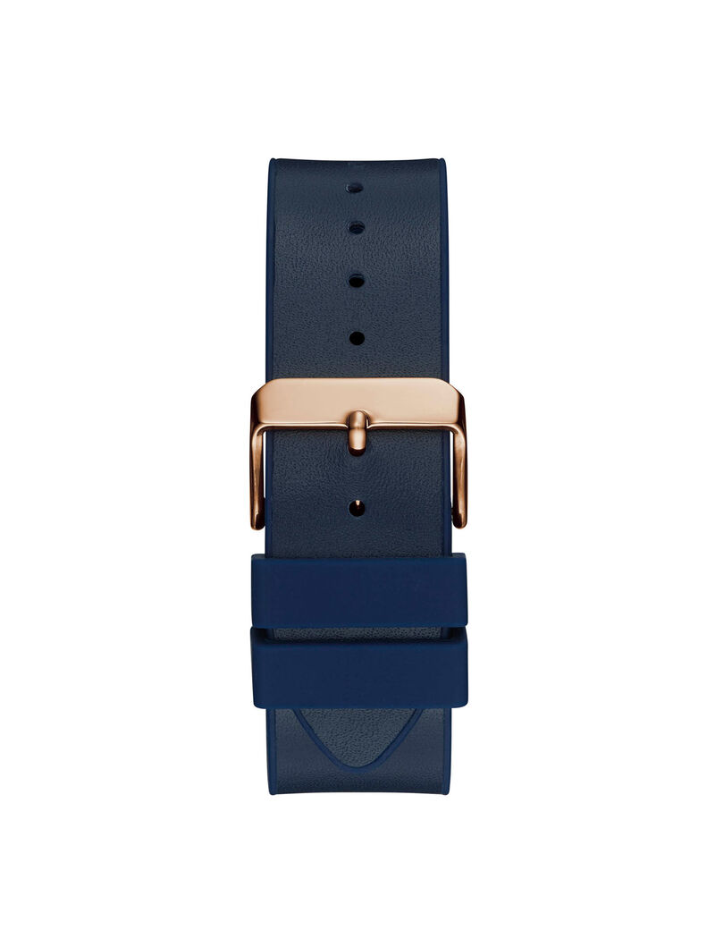 Rose Gold And Blue Rectangular Watch