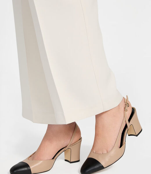 Slingback Cap Toe Block Heel Pumps