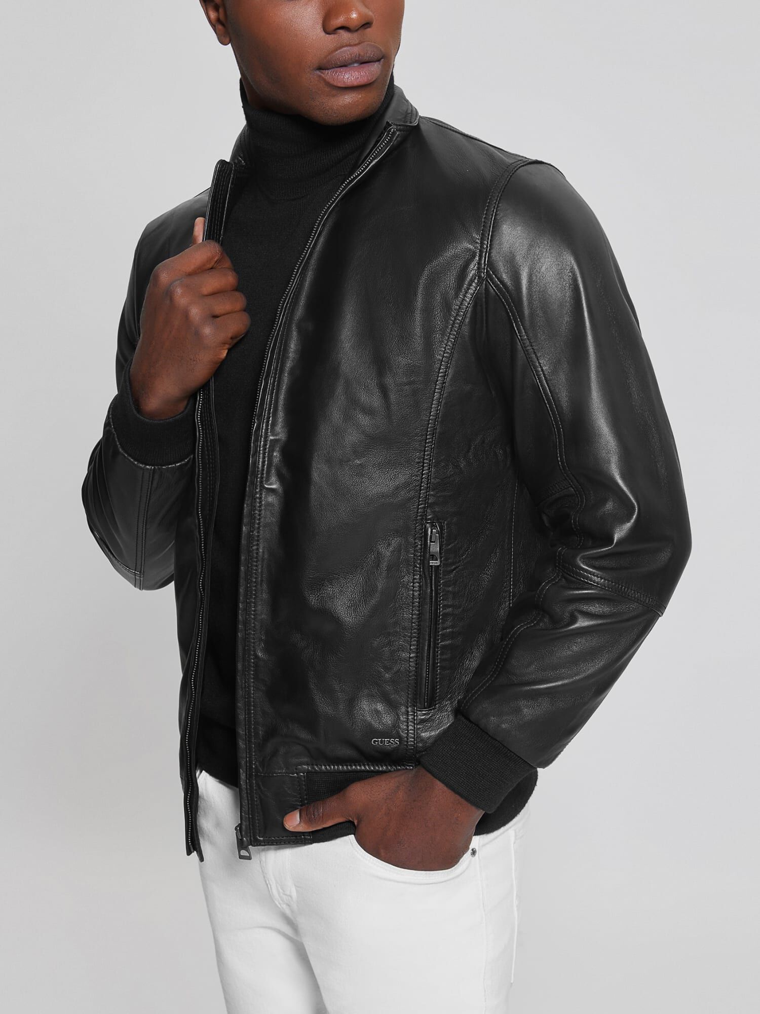 Guess real leather jacket new arrivals