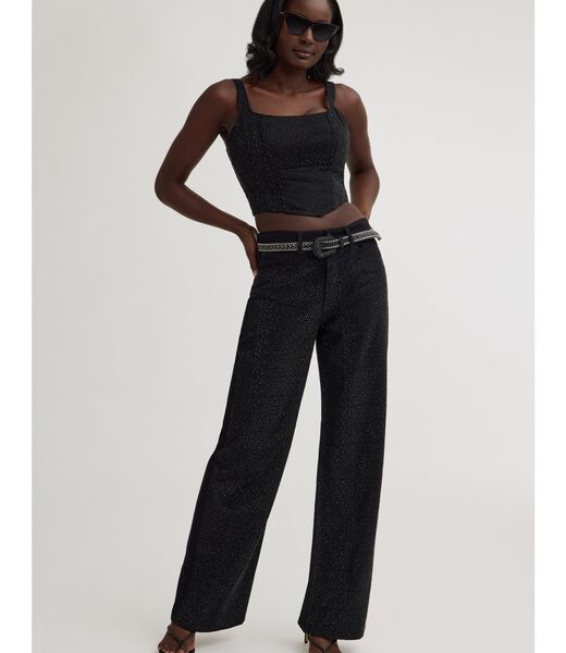 guess rhinestones wide leg jeans