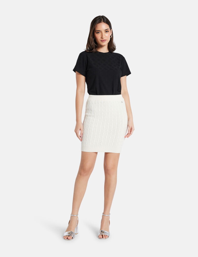 Wool-blend mini sweater skirt