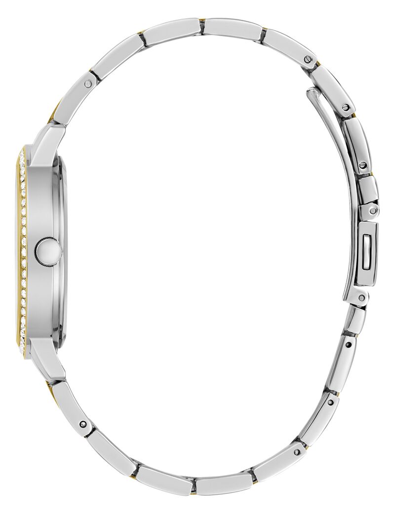 guess analogue watch with crystal appliqu  detailing