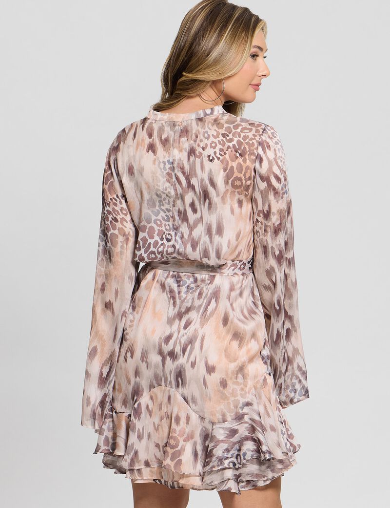 Belted chiffon mini dress