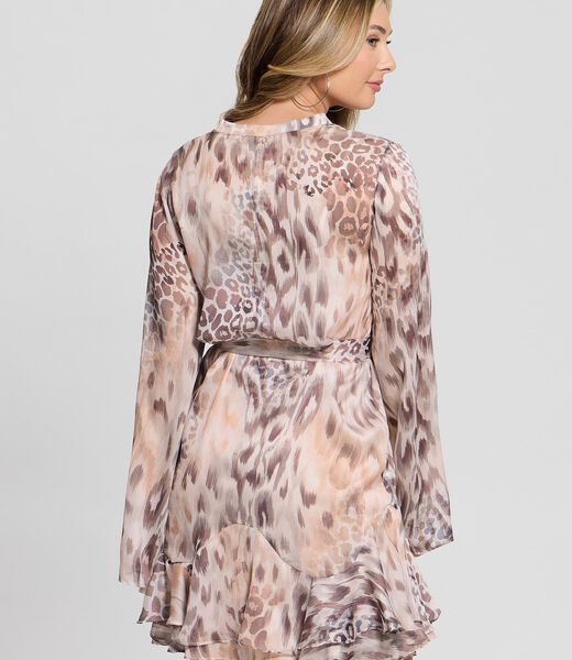 Belted chiffon mini dress
