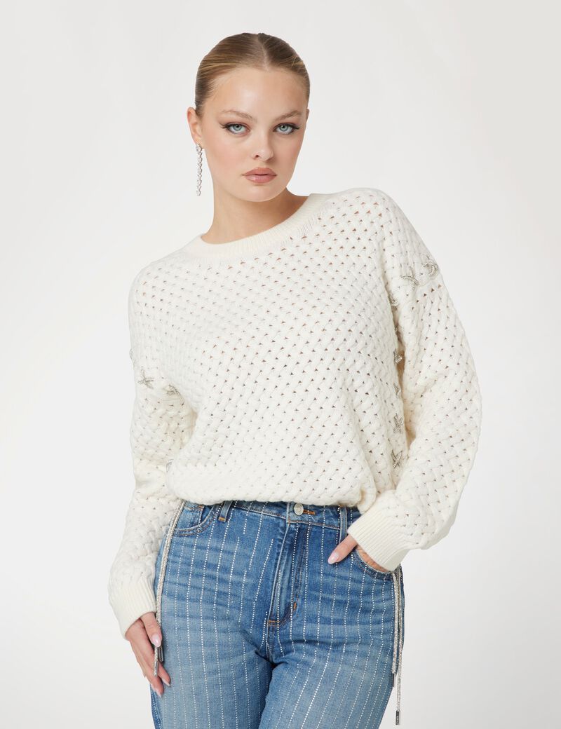 Wool-blend cable sweater