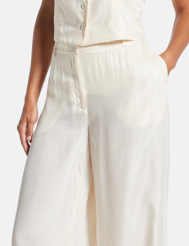 Twill wide leg pants
