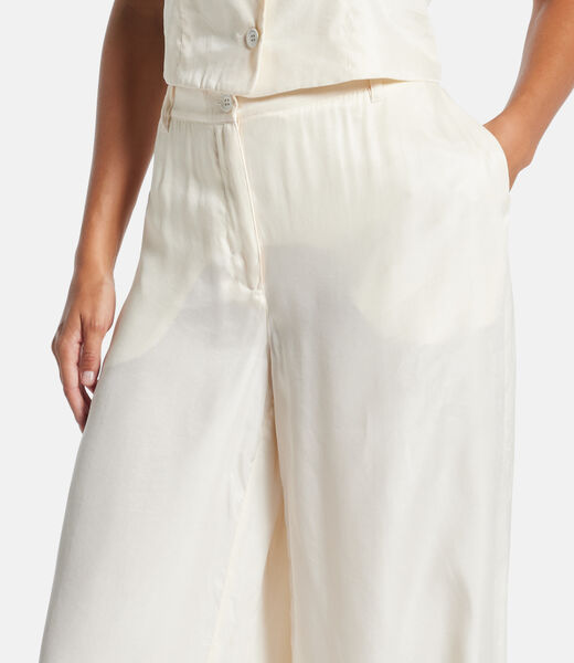 Twill wide leg pants
