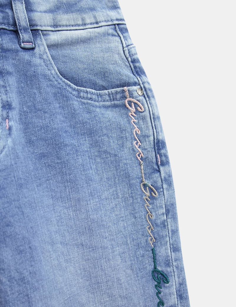 All over logo embroidery denim pant