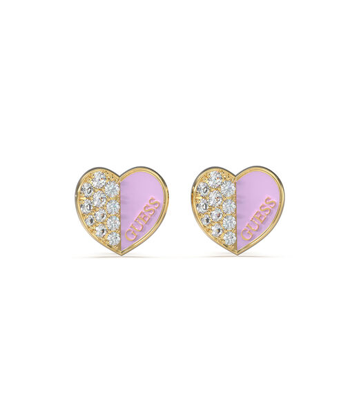 Guess Lovely Pave Heart Charm Lilac Studs