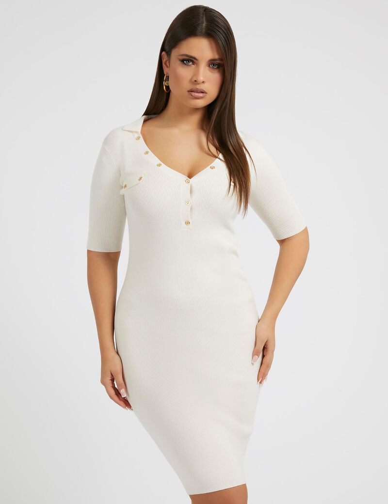 Polo Collar Sweater Dress